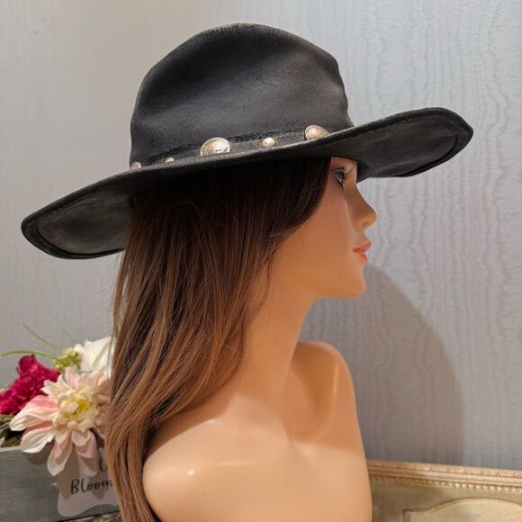 Minnetonka The Outback Buffalo Nickel Hat Genuine Leather Black Sz S - Picture 3 of 16